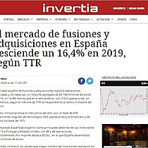 El mercado de fusiones y adquisiciones en Espaa desciende un 16,4% en 2019, segn TTR